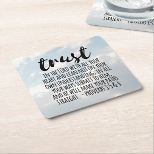 Porta-copo De Papel Quadrado Confiança no Lorde Proverbs 3:5-6