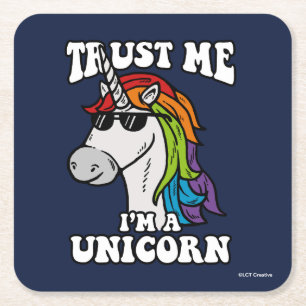 Porta-copo De Papel Quadrado Confie que eu mim é um unicórnio