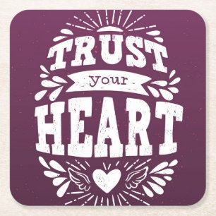 Porta-copo De Papel Quadrado Confie seu coração