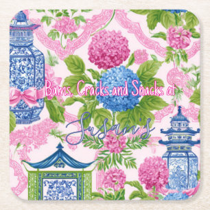 Porta-copo De Papel Quadrado Conjunto de Mahjong Chinoiserie Bams Cracks e Snac