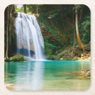 Porta-copo De Papel Quadrado Conjunto de Montanha-Russa de Cachoeira Bonita