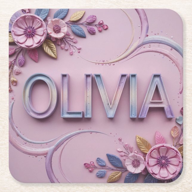 Porta-copo De Papel Quadrado Conjunto de Portas copos da Olivia Rosa (Frente)