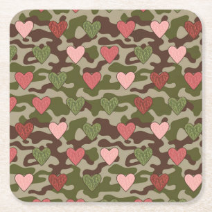Porta-copo De Papel Quadrado Conjunto de Portas copos de Camuflagem de Corações