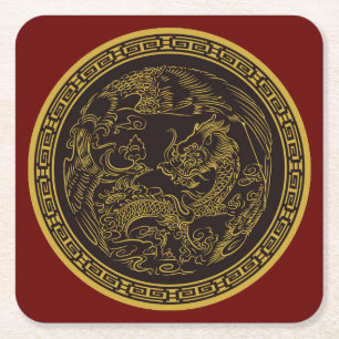 Porta-copo De Papel Quadrado Conjunto de Portas copos de Dragões Chineses Muito