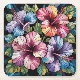 Porta-copo De Papel Quadrado Conjunto de Portas copos de Flores de Hibiscus Hav
