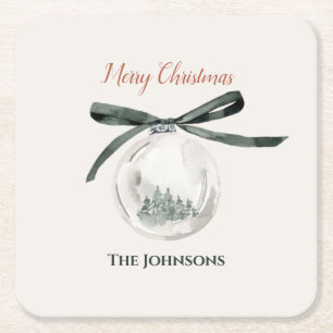 Porta-copo De Papel Quadrado Conjunto de Portas copos de Natal Verde e Branco