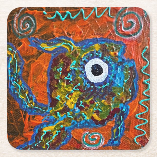 Porta-copo De Papel Quadrado Conjunto de Portas copos de Peixe (Frente)