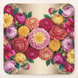 Porta-copo De Papel Quadrado Conjunto de Portas copos Douradas das Flores Color