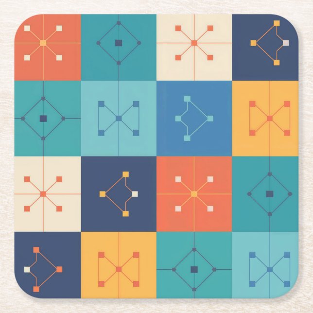 Porta-copo De Papel Quadrado Conjunto de Portas copos Geométricas do MCM (Frente)