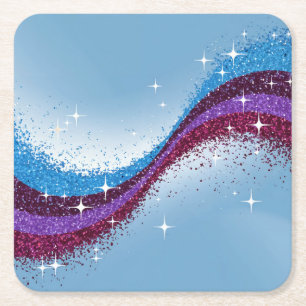 Porta-copo De Papel Quadrado Conjunto de Portas copos Sparkly Azul, Roxo