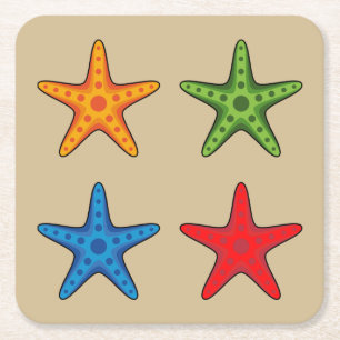 Porta-copo De Papel Quadrado Conjunto de Starfish de Cartoon Colorido Bonito