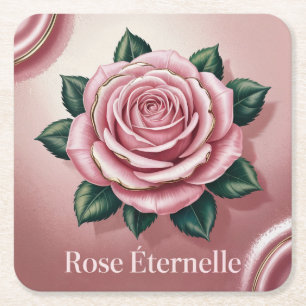 Porta-copo De Papel Quadrado Conjunto Dourado de Portas copos Trimadas com Rosa