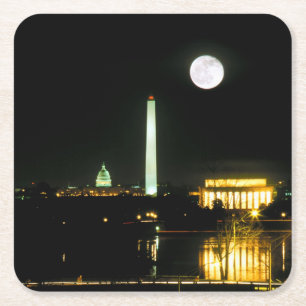 Porta-copo De Papel Quadrado Construção do Capitólio, memorial de Lincoln,