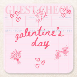 Porta-copo De Papel Quadrado Convite Galentine’s Day Feminino para Amigas