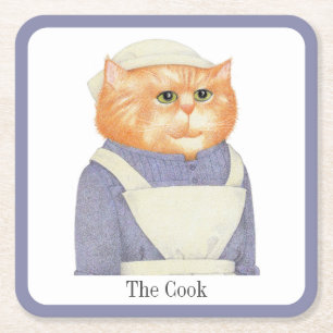 Porta-copo De Papel Quadrado COOK CAT Portas copos de Papel Quadradas + Texto