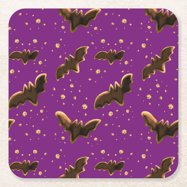 Porta-copo De Papel Quadrado Cookie Bats e Crumbs (Frente)