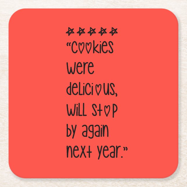 Porta-copo De Papel Quadrado Cookies were delicious (Frente)