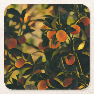 Porta-copo De Papel Quadrado Copo de Árvore de Laranja Estilizado