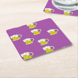 Porta-copo De Papel Quadrado Copo de cerveja espumante em roxo