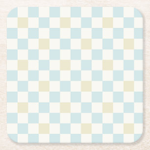 Porta-copo De Papel Quadrado Copo de Papel para Chá de Bebê Menino Xadrez Azu