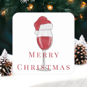 Porta-copo De Papel Quadrado Copo de Vinho de Chapéu de Papai Noel Natalino