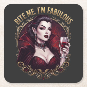 Porta-copo De Papel Quadrado Copo de Vinho Gótico de Vampiro Fabuloso Bite Me