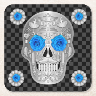 Porta-copo De Papel Quadrado Copo para Bebida Chrome Calavera (Rosa Azul)