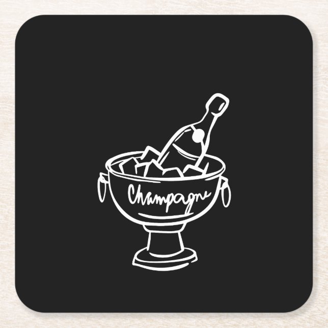 Porta-copo De Papel Quadrado Coquette Champagne (Frente)