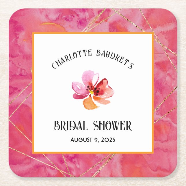 Porta-copo De Papel Quadrado Cor Moderna Quente (Frente)