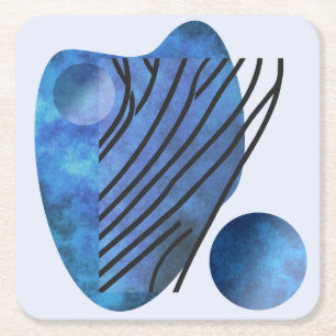 Porta-copo De Papel Quadrado Coração Azul