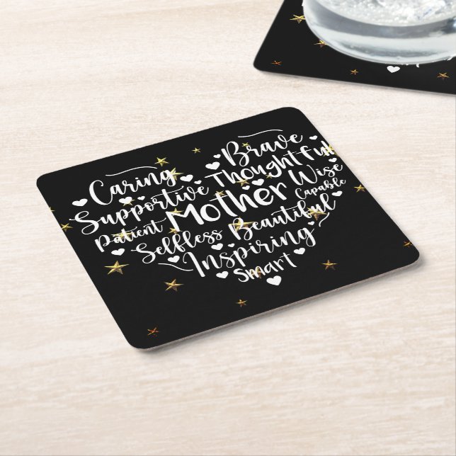 Porta-copo De Papel Quadrado Coração da mãe (Inclinado)