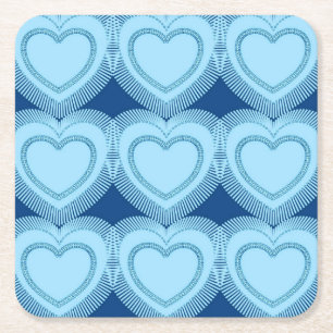 Porta-copo De Papel Quadrado Corações Abstrato modernos - Azul Céu e Cobalto