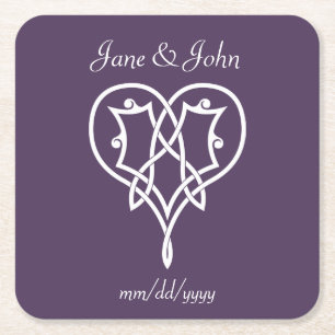 Porta-copo De Papel Quadrado Corações Célticos em Papel Porta copos