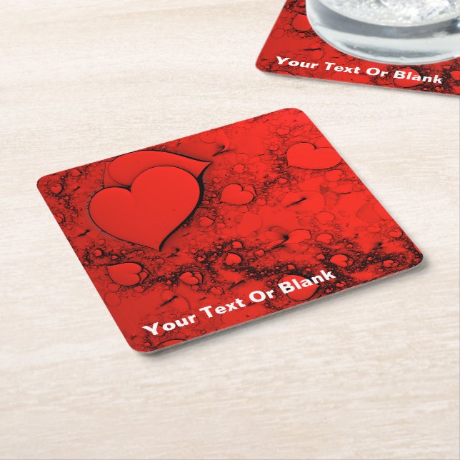 Porta-copo De Papel Quadrado Corações Sensíveis (Inclinado)