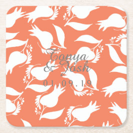 Porta-copo De Papel Quadrado Coral Rosa Silo Pattern