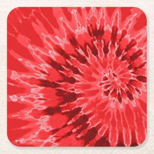 Porta-copo De Papel Quadrado Corante Vermelho Espiral Profundo