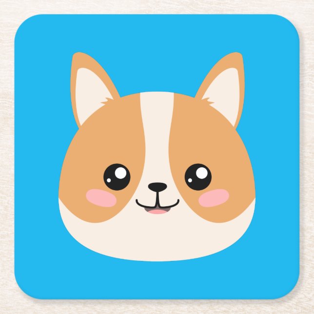 Porta-copo De Papel Quadrado Corgi (Frente)