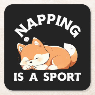 Porta-copo De Papel Quadrado Corgi Engraçado Dormindo é um Esporte para Amantes