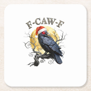 Porta-copo De Papel Quadrado Corvo Engraçado F-Caw-F Ave Gótico Chapéu de Natal