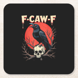 Porta-copo De Papel Quadrado Corvo F-Caw-F Engraçado Estilo Gótico Humor Corvo