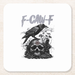 Porta-copo De Papel Quadrado Corvo F-Caw-F Engraçado Funny Halloween Retro Clás