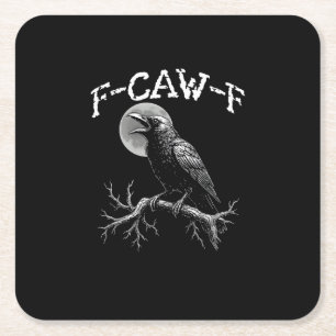 Porta-copo De Papel Quadrado Corvo F-Caw-F Pássaro Engraçado Corvo Humor Criati