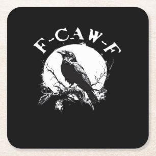 Porta-copo De Papel Quadrado Corvo F-Caw-F Pássaro Engraçado Estético Casual