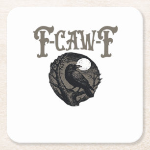 Porta-copo De Papel Quadrado Corvo, F-Caw-F Pássaro Engraçado Lua Gráfico Retro