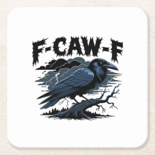 Porta-copo De Papel Quadrado Corvo Gótico Humor Divertido F-Caw-F Essencial Min