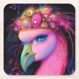 Porta-copo De Papel Quadrado Cosmic Flamingo Queen