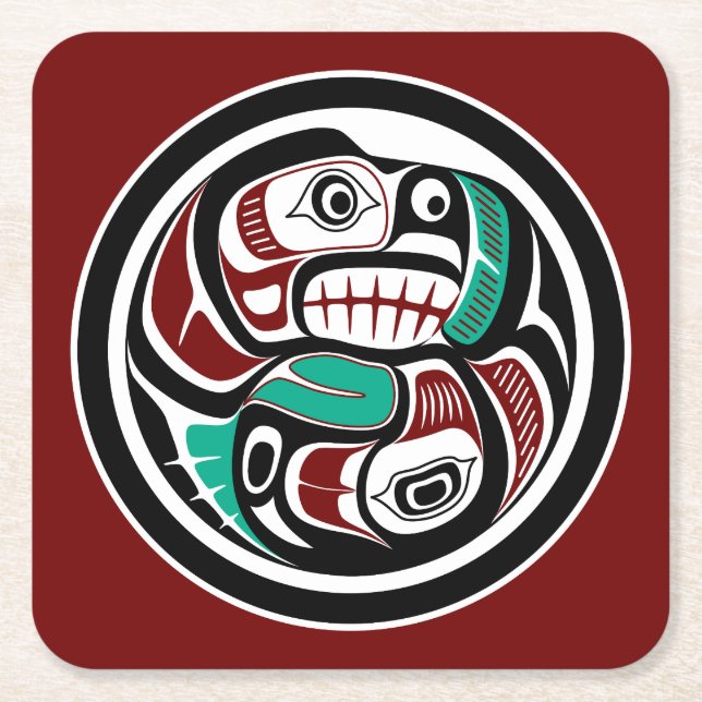 Porta-copo De Papel Quadrado Costa do Pacífico Noroeste - Otter perseguindo Sal (Frente)