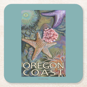 Porta-copo De Papel Quadrado Costa Tidepool de Oregon