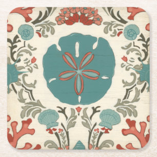 Porta-copo De Papel Quadrado Costeira Damask I