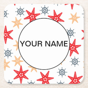 Porta-copo De Papel Quadrado Costeiros Engraçados E Padrões De Rodas